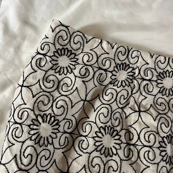 Vtg Y2K 2000s Cream Embroidered Linen Mini Skirt Plus Size 20W - Picture 6 of 8